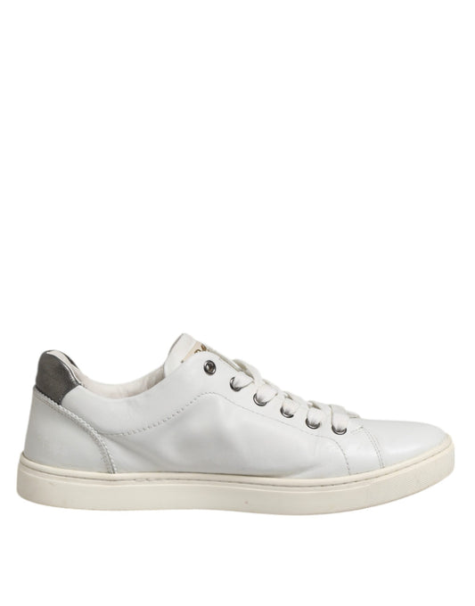 Dolce &amp; Gabbana White Silver Sacred Heart Men Sneakers Shoes