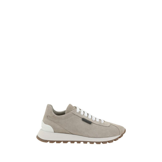 Brunello Cucinelli Leather Sneakers Suede Beaded Details