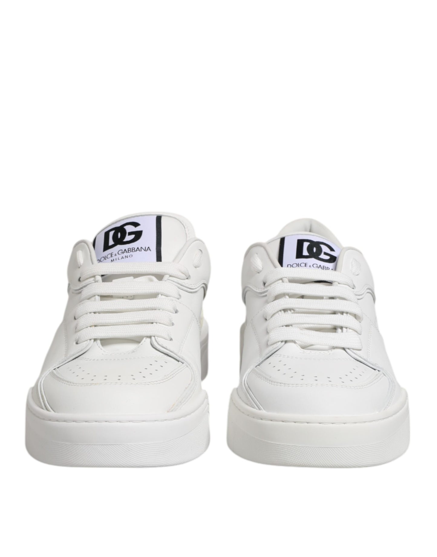 Dolce &amp; Gabbana White Miami Leather Low Top Sneakers Shoes