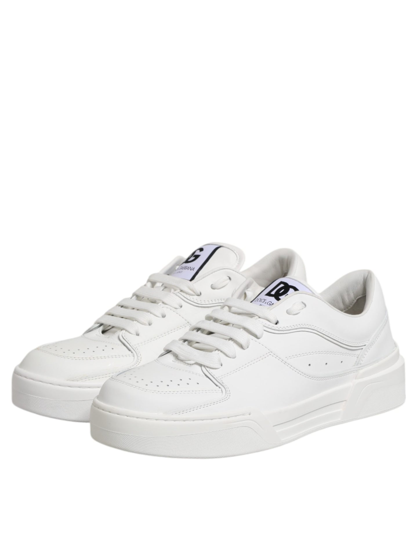 Dolce &amp; Gabbana White Miami Leather Low Top Sneakers Shoes