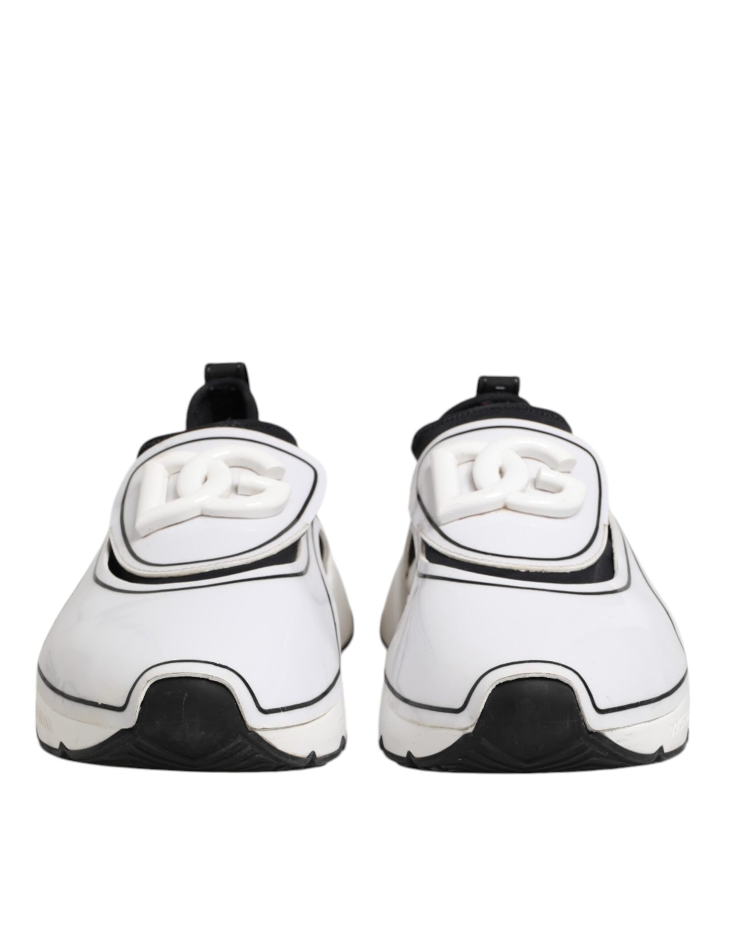 Dolce &amp; Gabbana White Black Logo Plaque Daymaster Men Sneakers Shoes