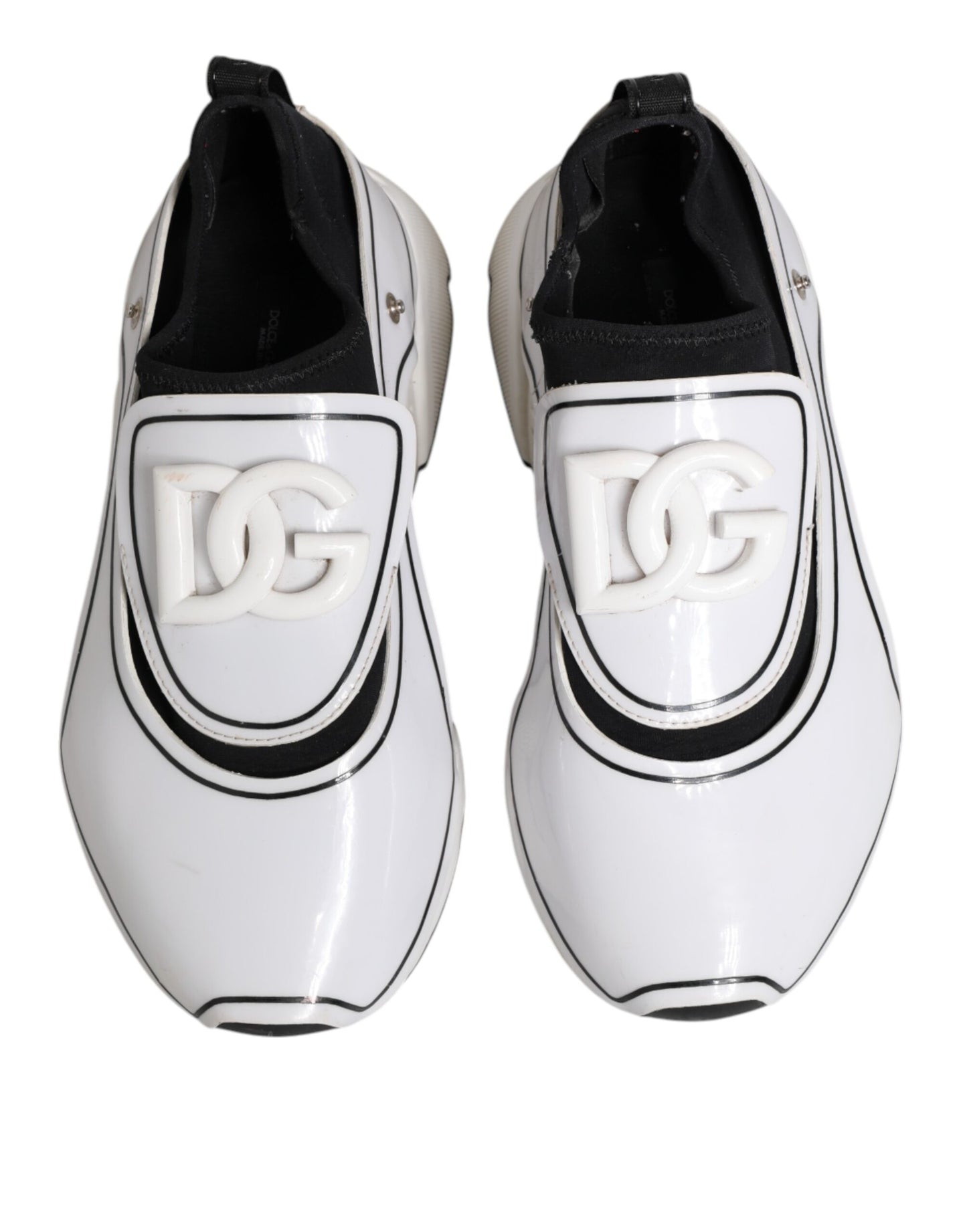 Dolce &amp; Gabbana White Black Logo Plaque Daymaster Men Sneakers Shoes