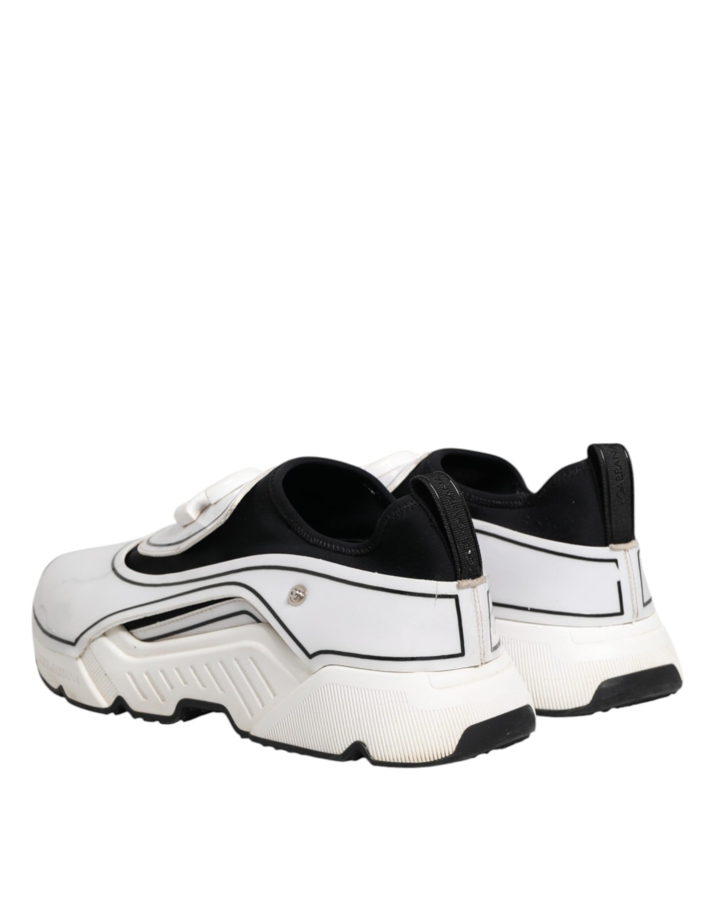 Dolce &amp; Gabbana White Black Logo Plaque Daymaster Men Sneakers Shoes