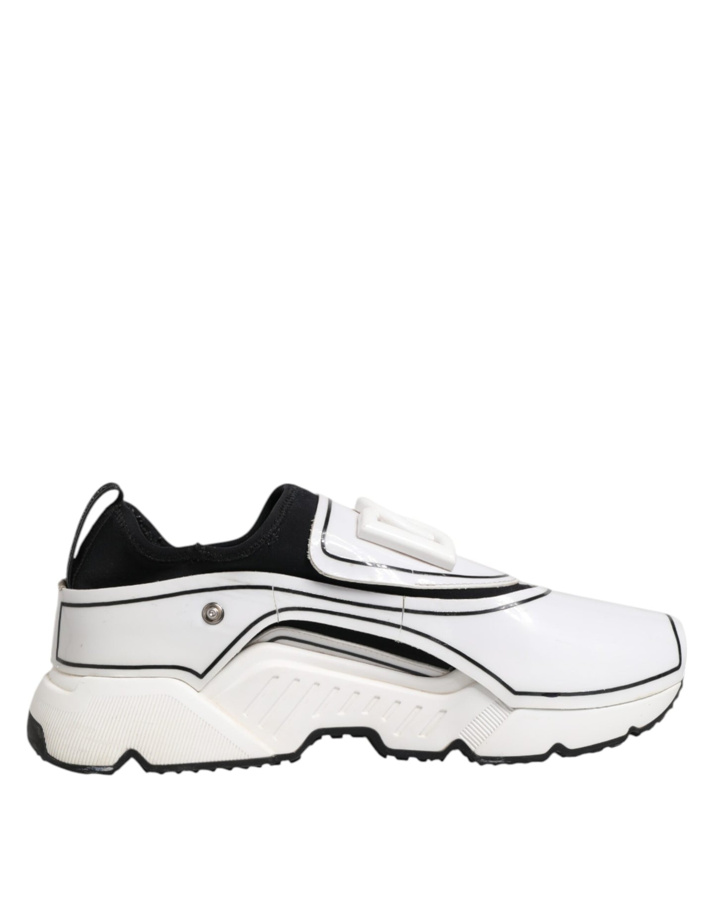 Dolce &amp; Gabbana White Black Logo Plaque Daymaster Men Sneakers Shoes