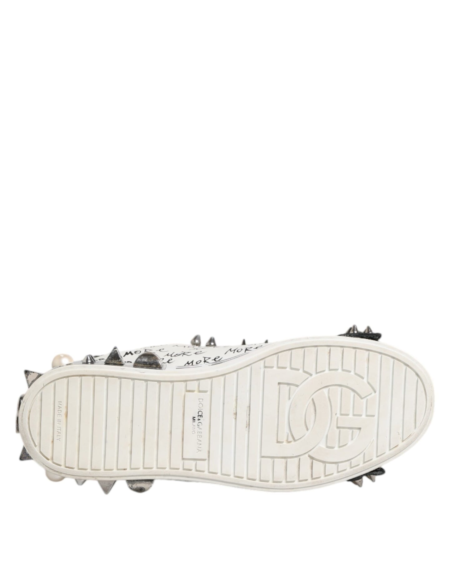 Dolce &amp; Gabbana Black White Studded Low Top Sneakers Shoes