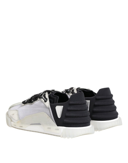 Dolce &amp; Gabbana Silver Black Nylon NS1 Low Top Sneakers Shoes