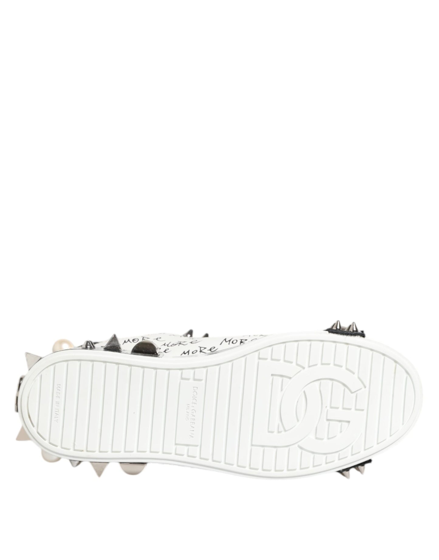 Dolce &amp; Gabbana Black White Studded Low Top Sneakers Shoes