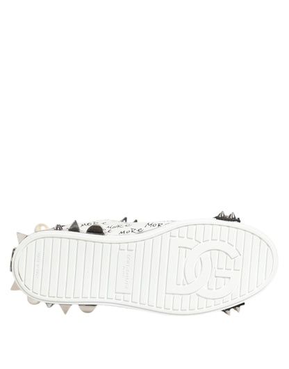 Dolce &amp; Gabbana Black White Studded Low Top Sneakers Shoes