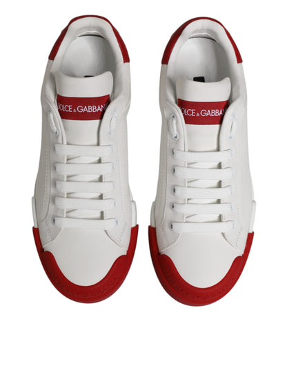 Dolce &amp; Gabbana White Leather DG Logo Low Top Sneakers Shoes