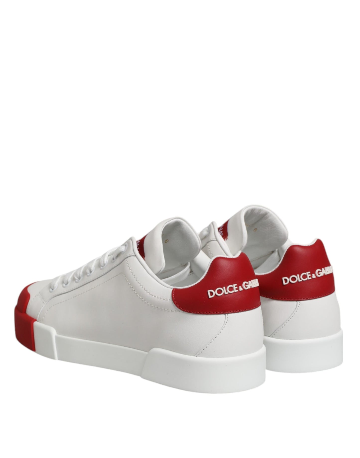 Dolce &amp; Gabbana White Leather DG Logo Low Top Sneakers Shoes
