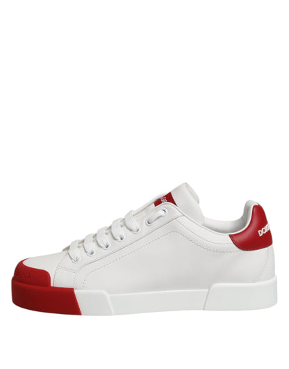 Dolce &amp; Gabbana White Leather DG Logo Low Top Sneakers Shoes