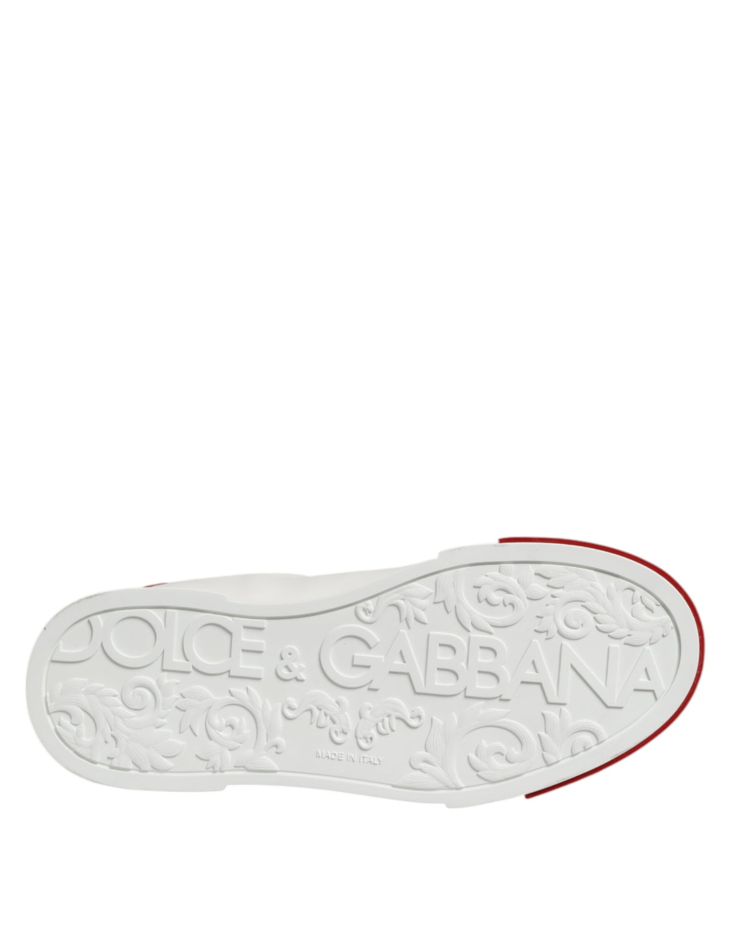 Dolce &amp; Gabbana White Leather DG Logo Low Top Sneakers Shoes