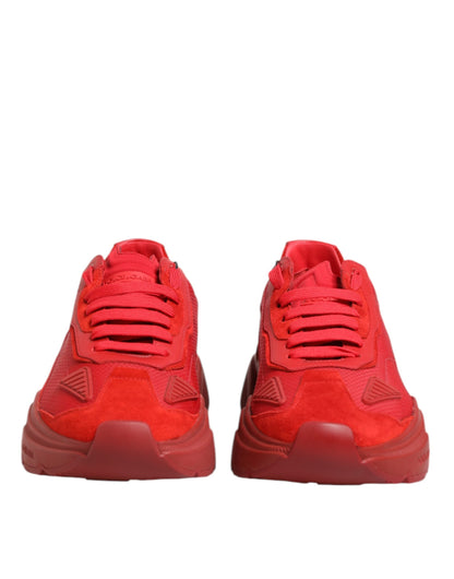 Dolce &amp; Gabbana Red Leather Daymaster Low Top Sneakers Shoes
