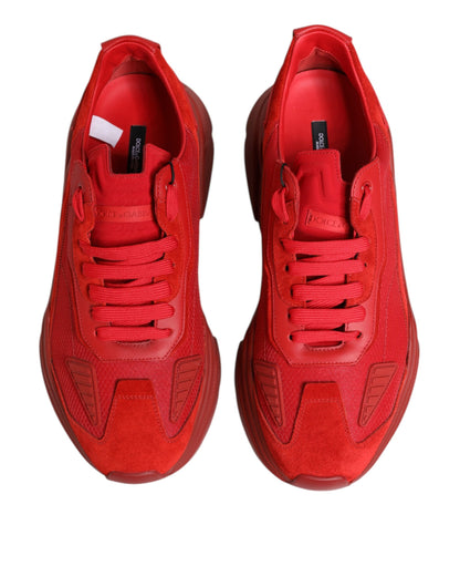 Dolce &amp; Gabbana Red Leather Daymaster Low Top Sneakers Shoes
