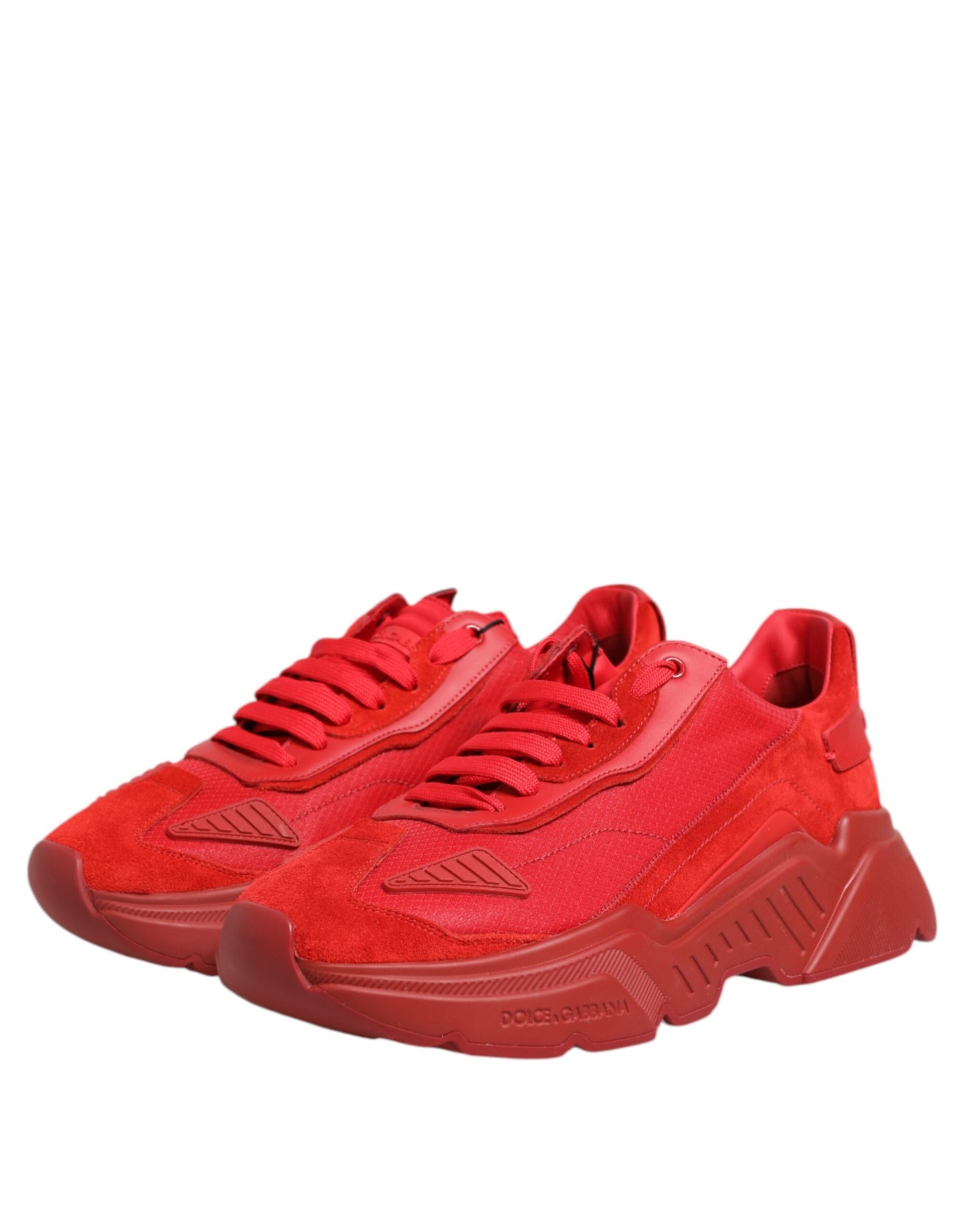 Dolce &amp; Gabbana Red Leather Daymaster Low Top Sneakers Shoes