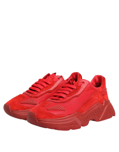 Dolce &amp; Gabbana Red Leather Daymaster Low Top Sneakers Shoes