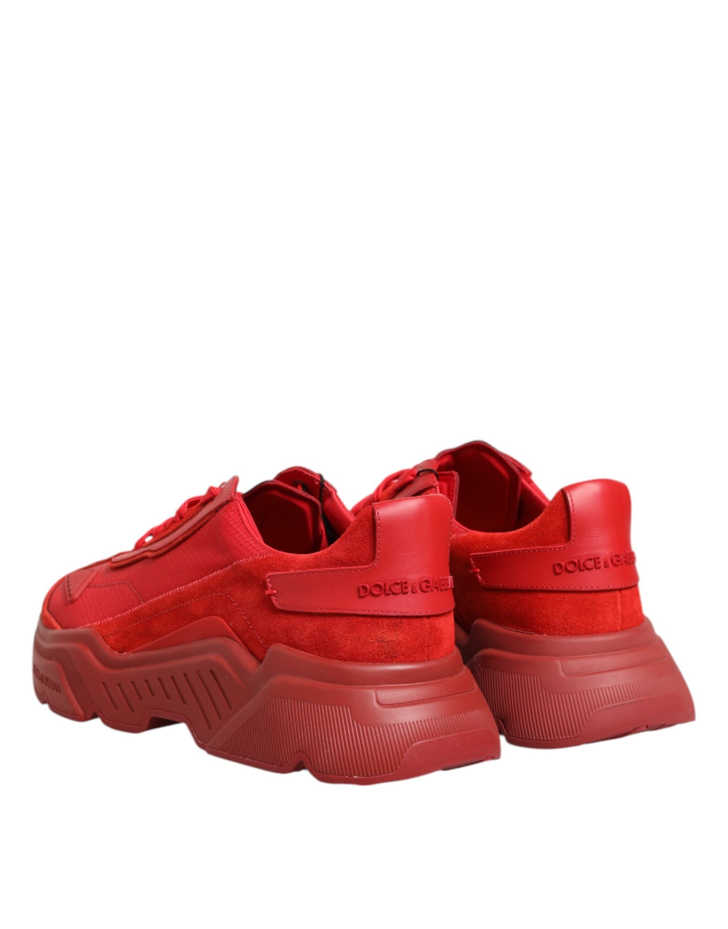 Dolce &amp; Gabbana Red Leather Daymaster Low Top Sneakers Shoes