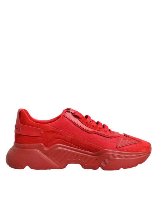 Dolce &amp; Gabbana Red Leather Daymaster Low Top Sneakers Shoes