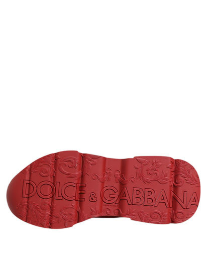 Dolce &amp; Gabbana Red Leather Daymaster Low Top Sneakers Shoes