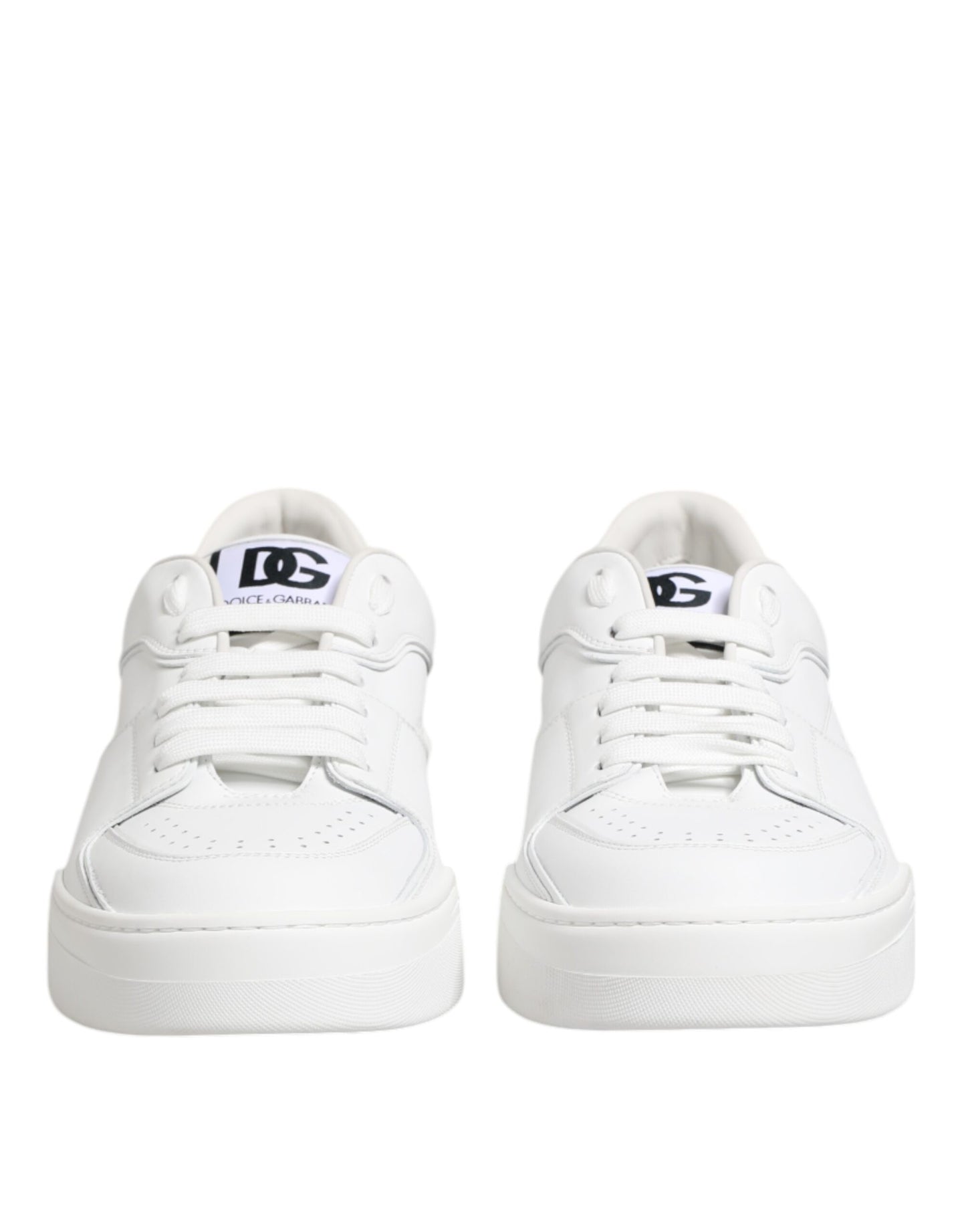 Dolce &amp; Gabbana White Miami Leather Low Top Sneakers Shoes