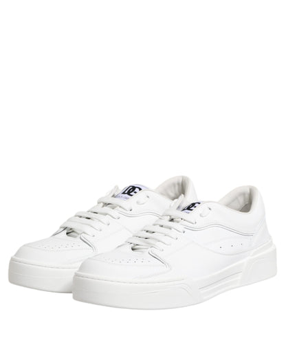 Dolce &amp; Gabbana White Miami Leather Low Top Sneakers Shoes