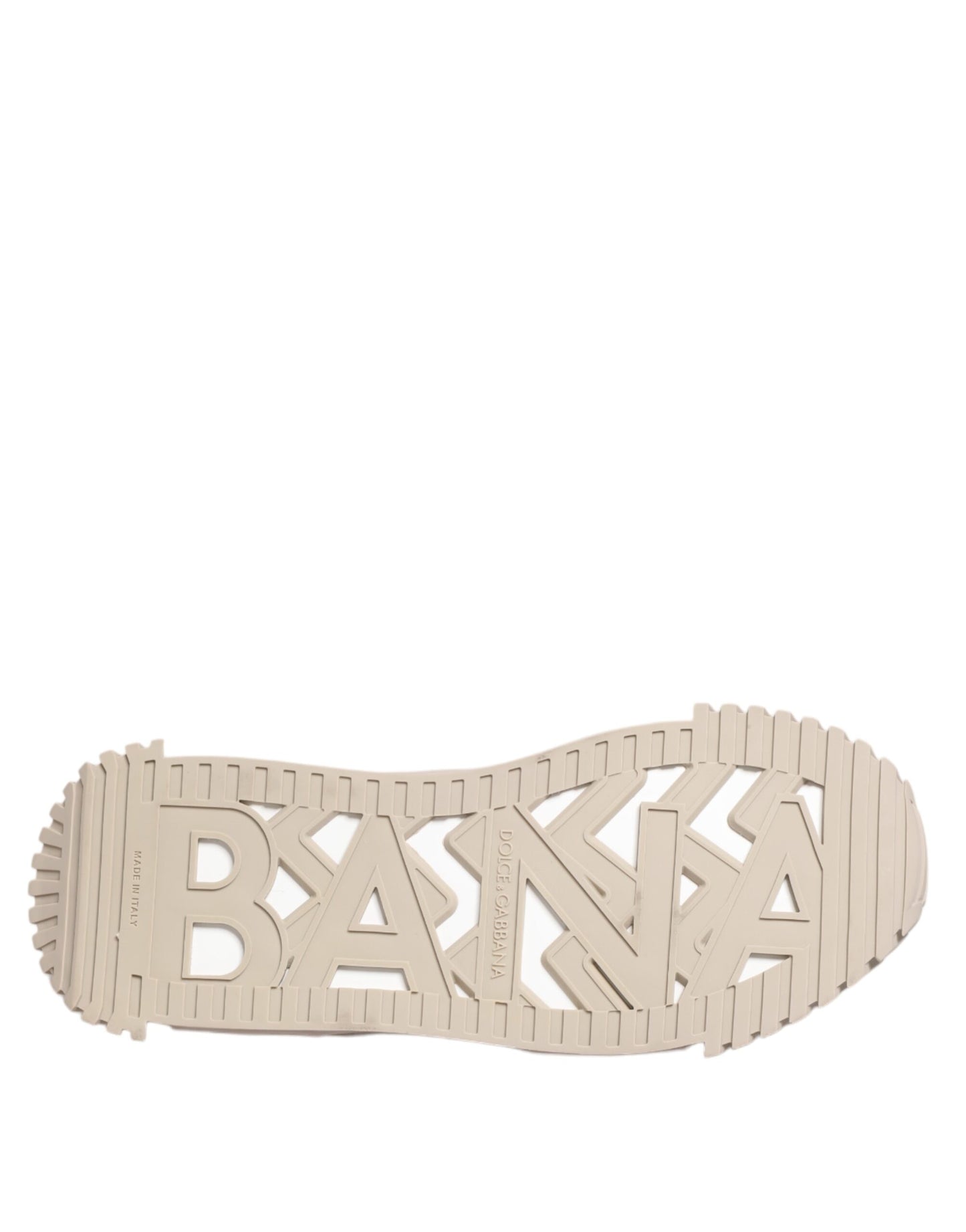 Dolce &amp; Gabbana White Beige Leather Low Top NS1 Sneakers Shoes