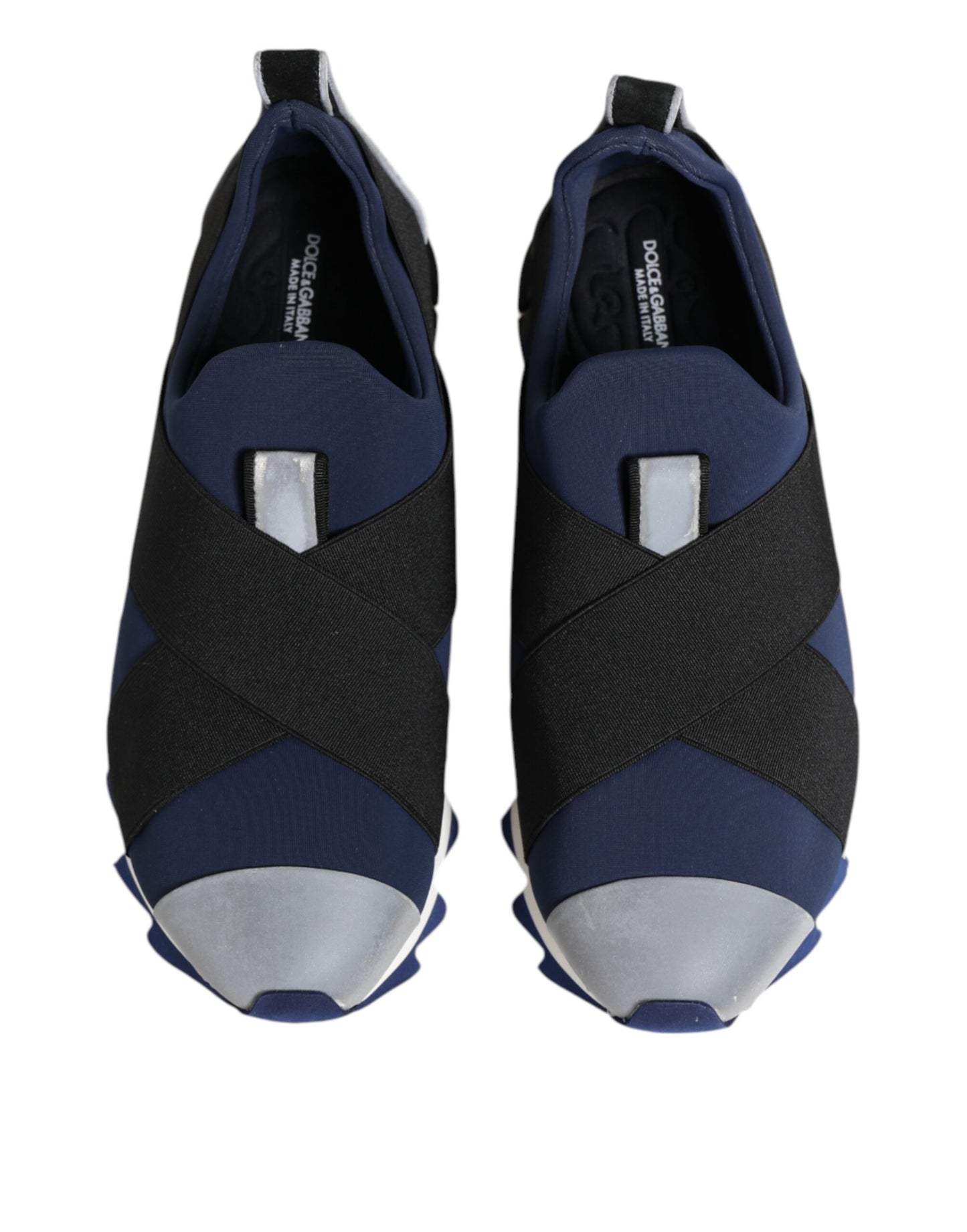 Dolce &amp; Gabbana Blue Black Slip On Low Top Men Sneakers Shoes