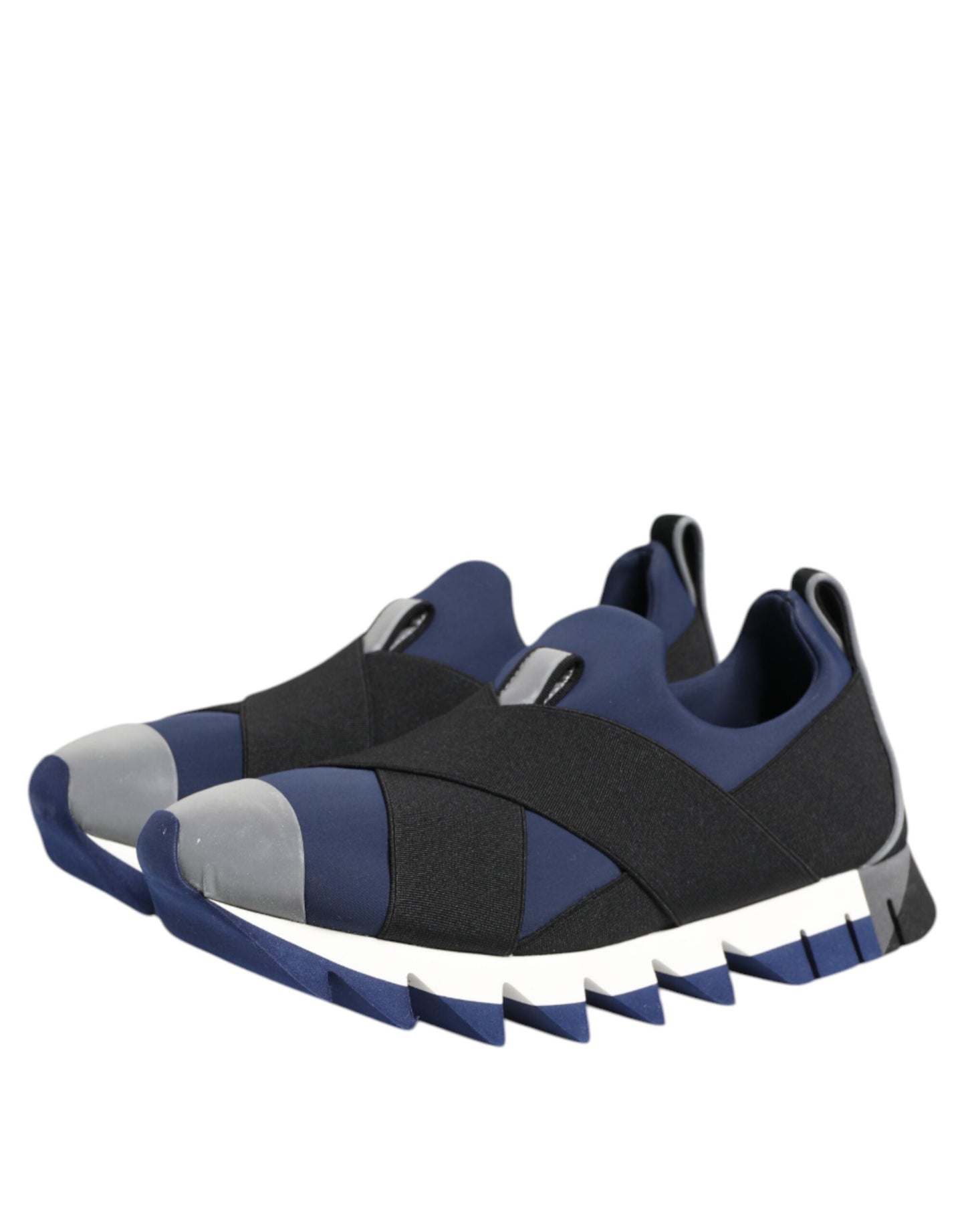 Dolce &amp; Gabbana Blue Black Slip On Low Top Men Sneakers Shoes