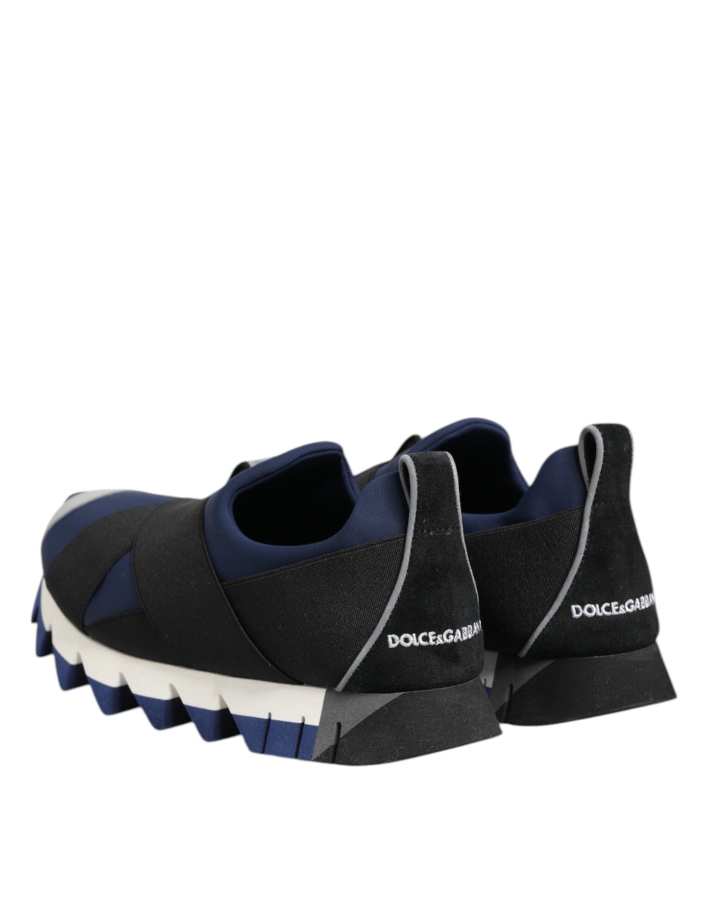 Dolce &amp; Gabbana Blue Black Slip On Low Top Men Sneakers Shoes