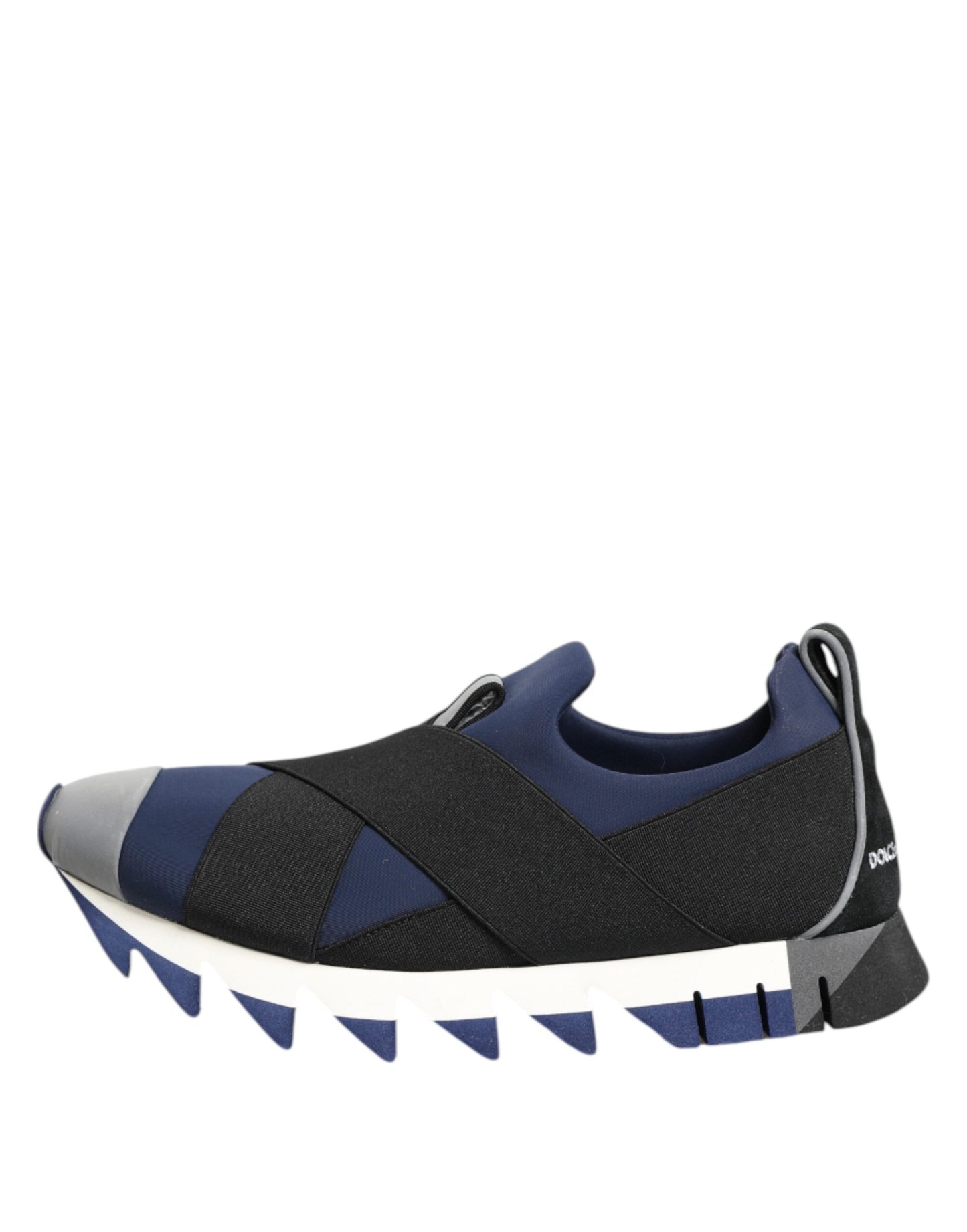 Dolce &amp; Gabbana Blue Black Slip On Low Top Men Sneakers Shoes