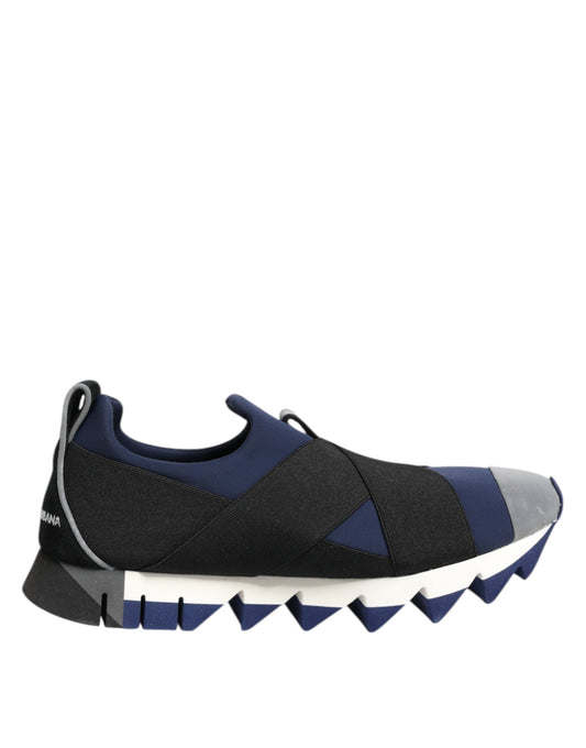 Dolce &amp; Gabbana Blue Black Slip On Low Top Men Sneakers Shoes