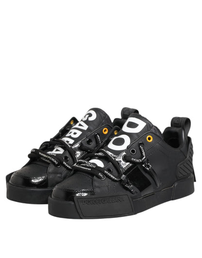 Dolce &amp; Gabbana Black Portofino Low Top Men Sneakers Shoes