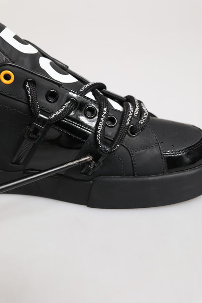 Dolce &amp; Gabbana Black Portofino Low Top Men Sneakers Shoes