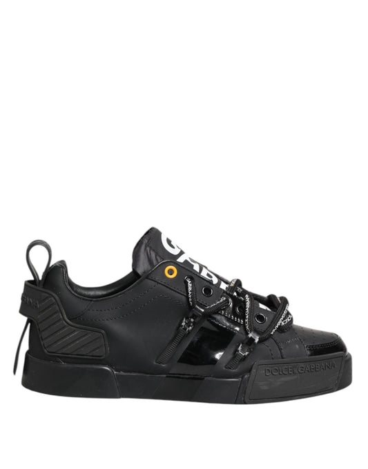 Dolce &amp; Gabbana Black Portofino Low Top Men Sneakers Shoes