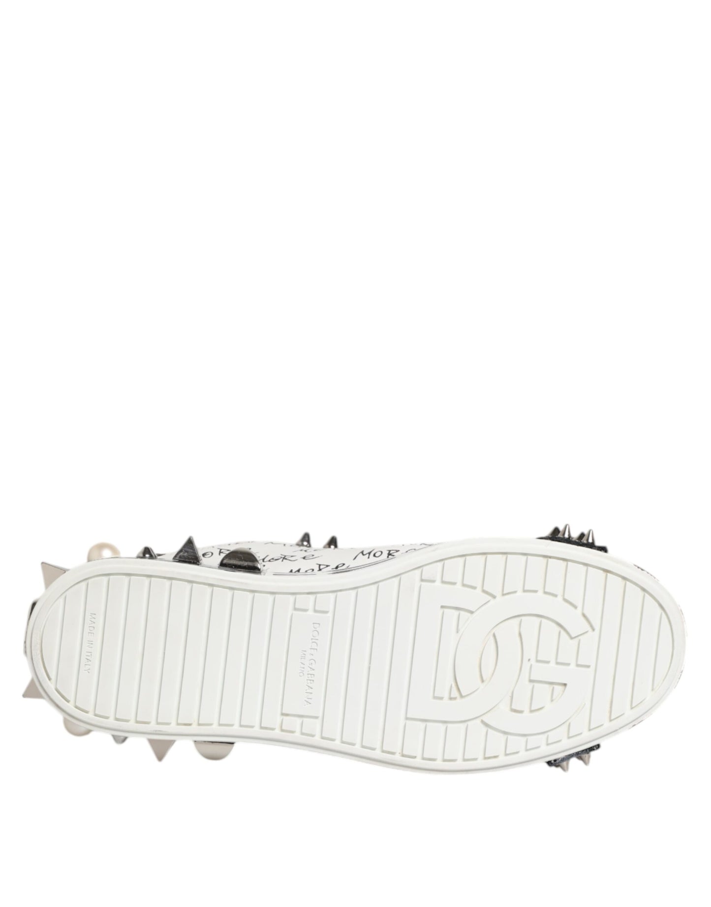Dolce &amp; Gabbana Black White Studded Low Top Sneakers Shoes