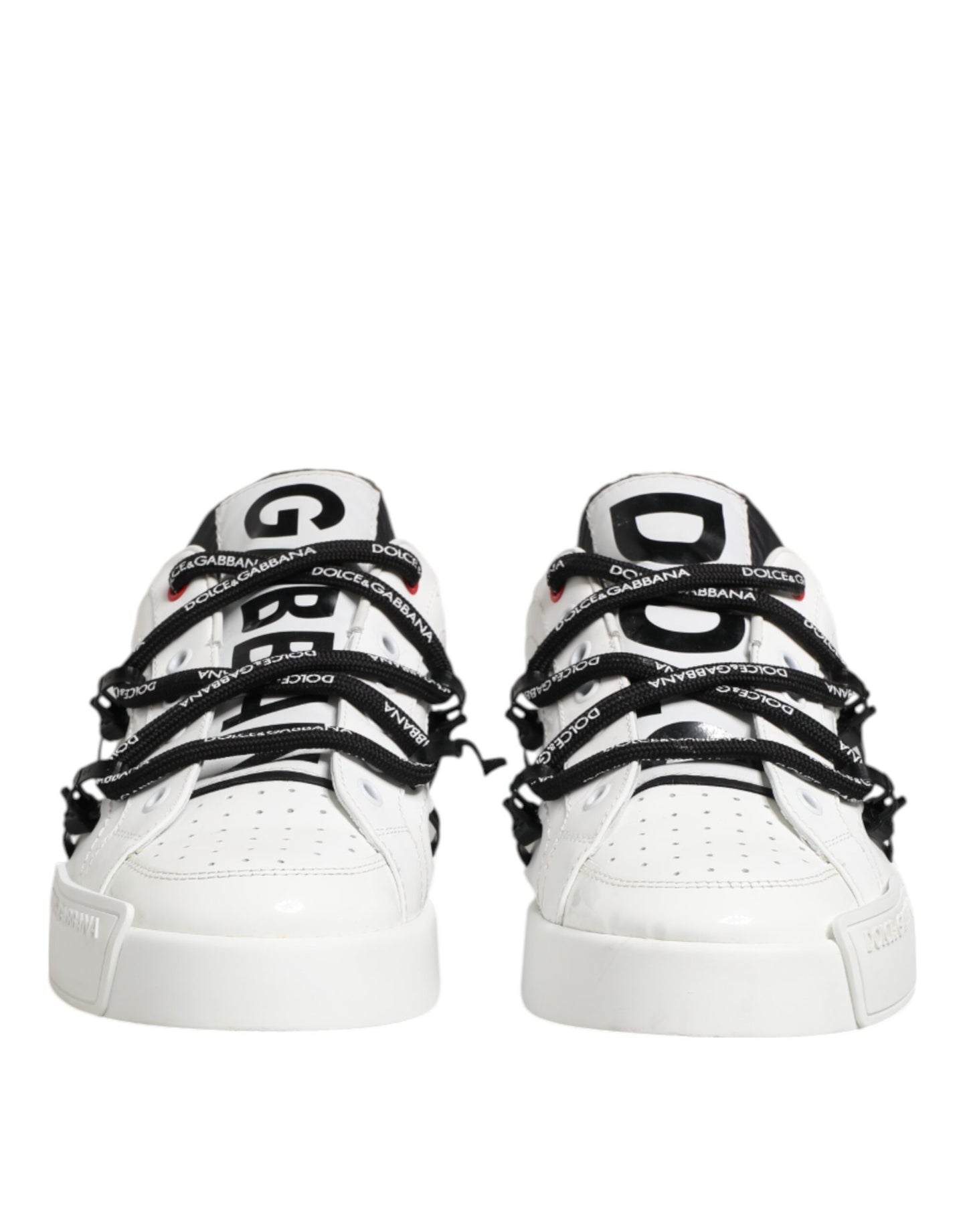 Dolce &amp; Gabbana White Leather Lace Up Men Sneakers Shoes
