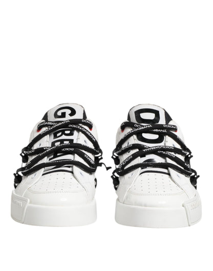 Dolce &amp; Gabbana White Leather Lace Up Men Sneakers Shoes