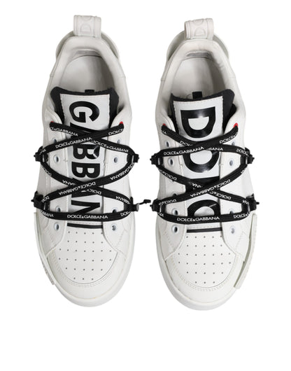 Dolce &amp; Gabbana White Leather Lace Up Men Sneakers Shoes
