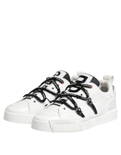 Dolce &amp; Gabbana White Leather Lace Up Men Sneakers Shoes