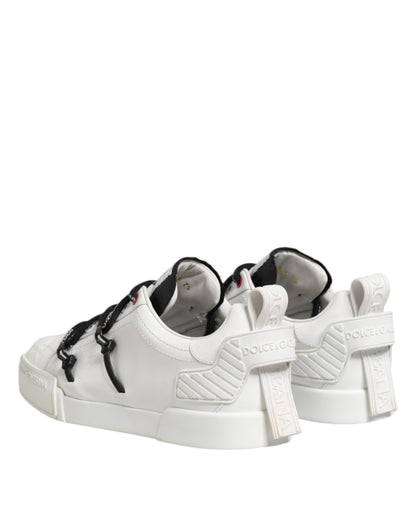 Dolce &amp; Gabbana White Leather Lace Up Men Sneakers Shoes