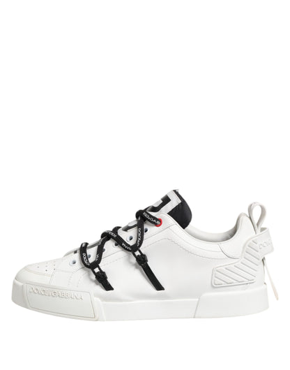 Dolce &amp; Gabbana White Leather Lace Up Men Sneakers Shoes