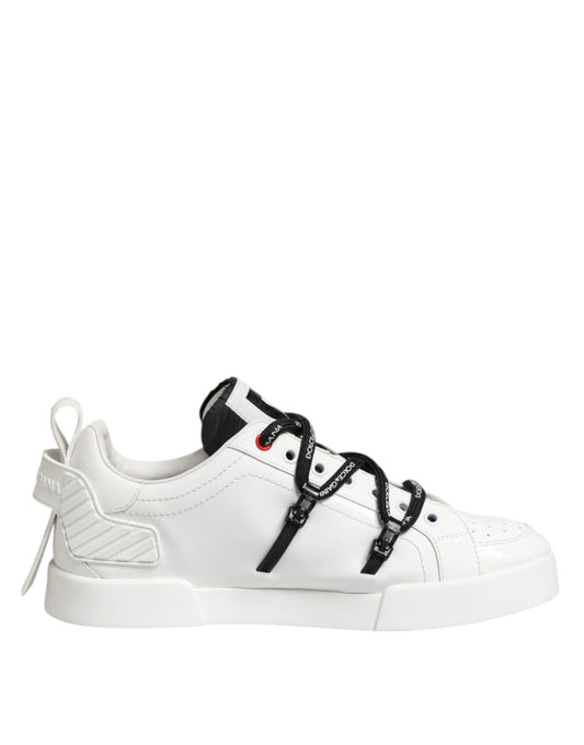 Dolce &amp; Gabbana White Leather Lace Up Men Sneakers Shoes