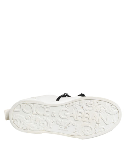 Dolce &amp; Gabbana White Leather Lace Up Men Sneakers Shoes