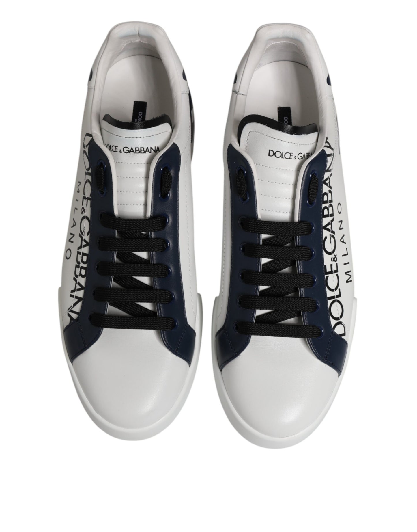 Dolce &amp; Gabbana White Blue Crown Low Top Sneakers Shoes