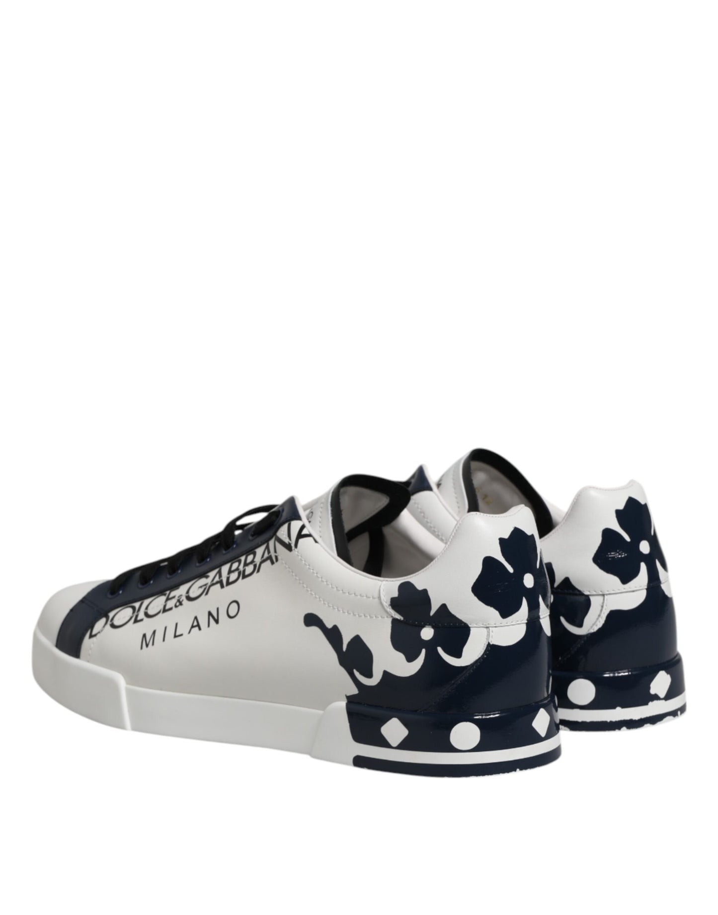 Dolce &amp; Gabbana White Blue Crown Low Top Sneakers Shoes