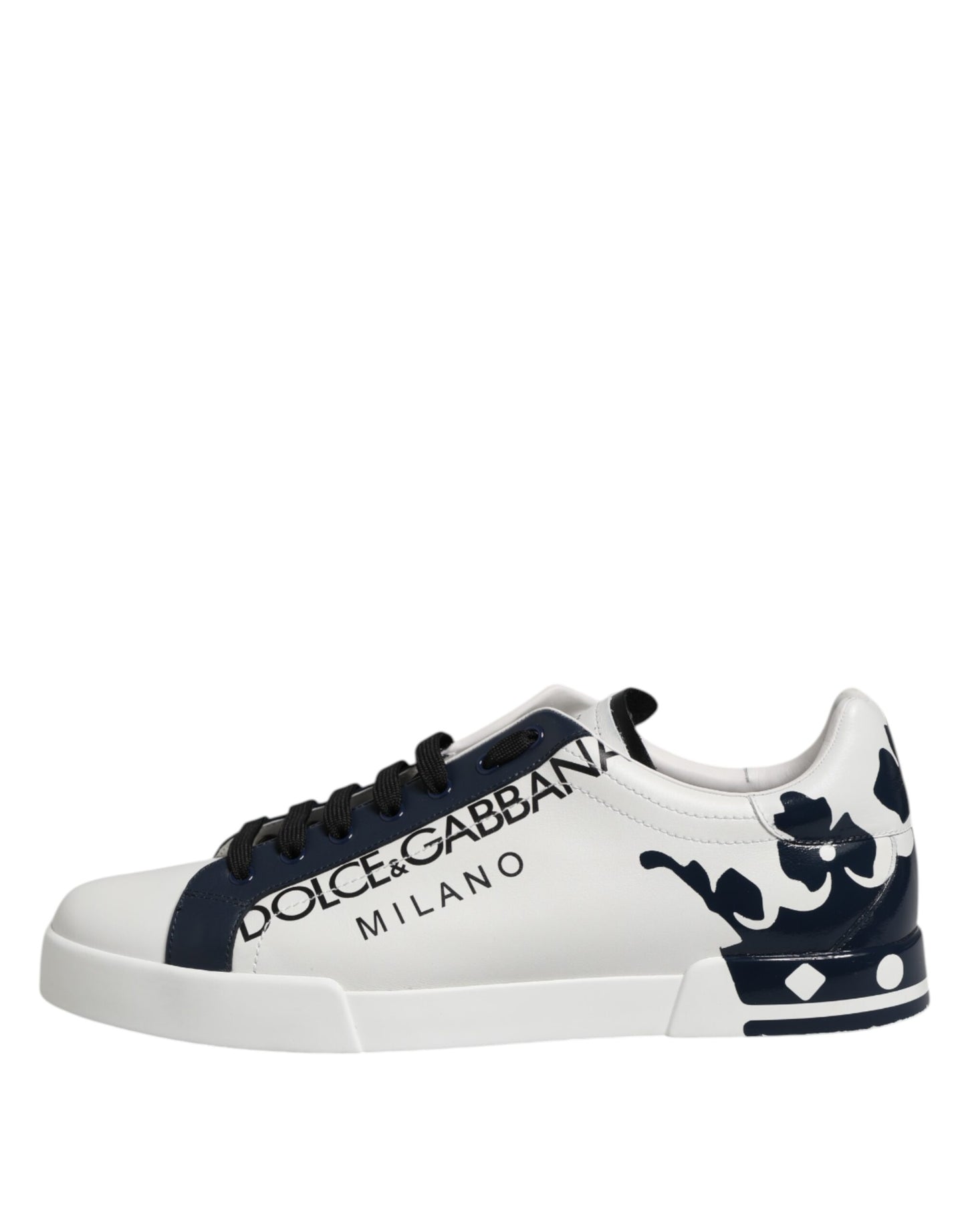 Dolce &amp; Gabbana White Blue Crown Low Top Sneakers Shoes