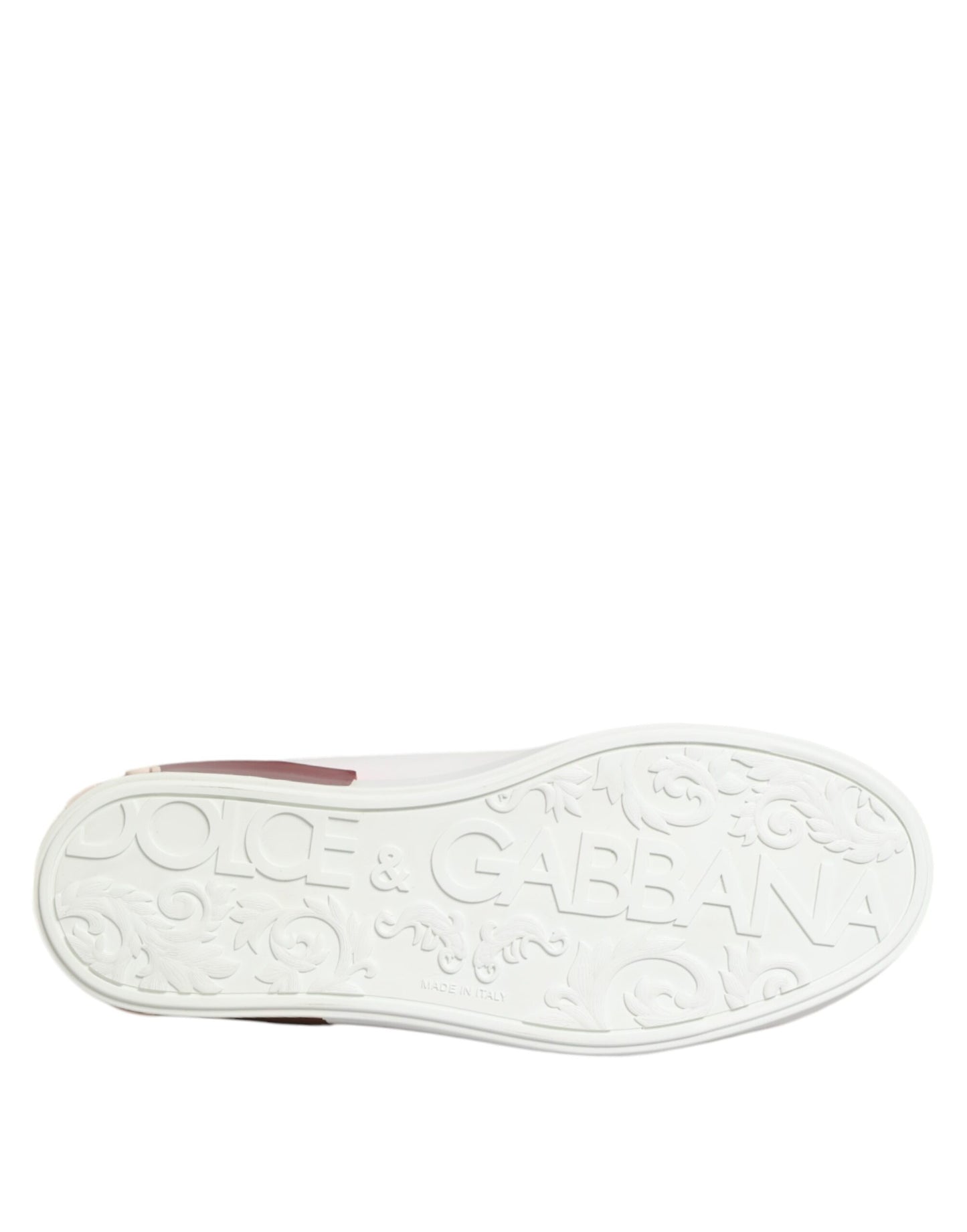 Dolce &amp; Gabbana White Red Leather Lace Up Sneakers Shoes