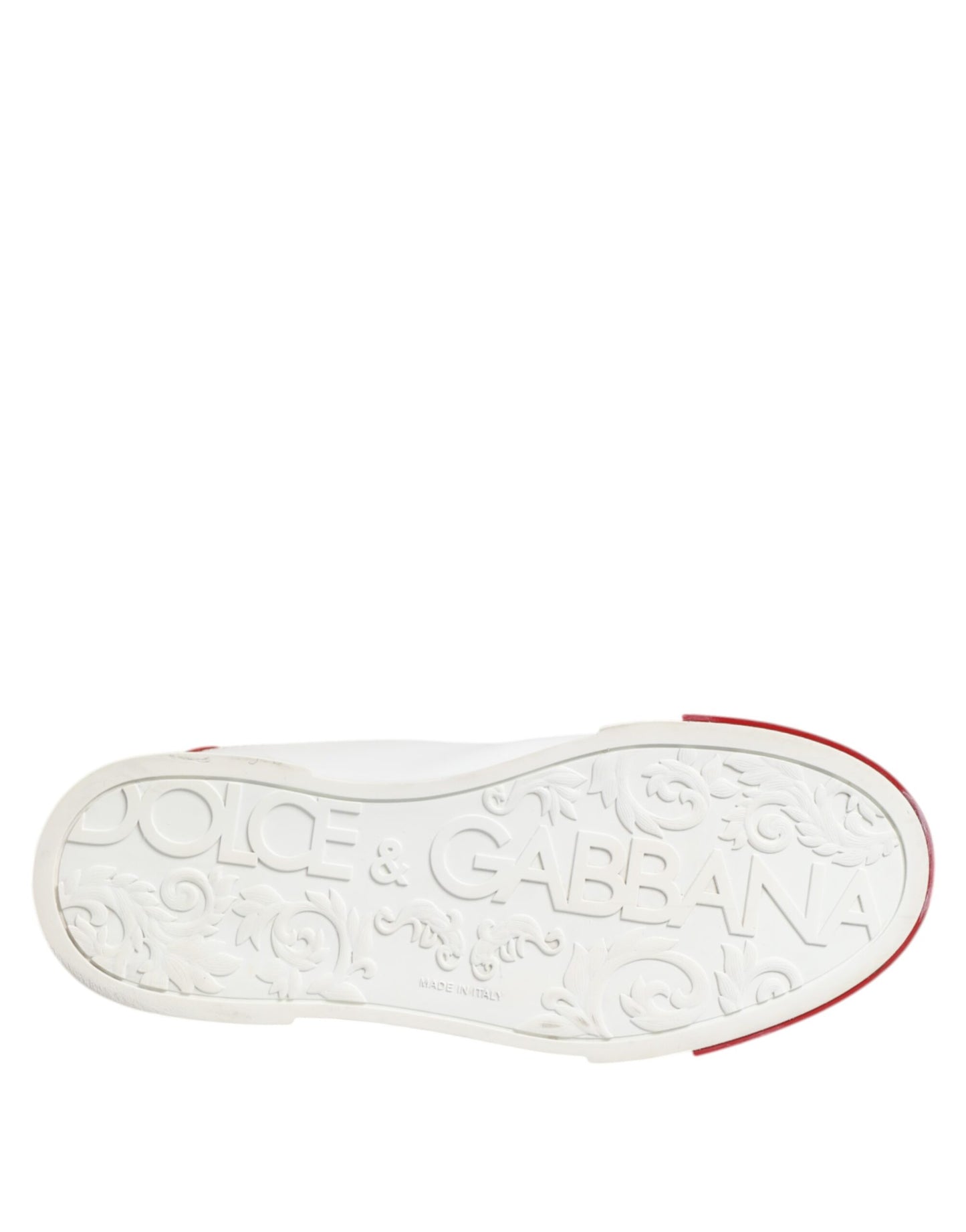 Dolce &amp; Gabbana White Red Leather Lace Up Sneakers Shoes