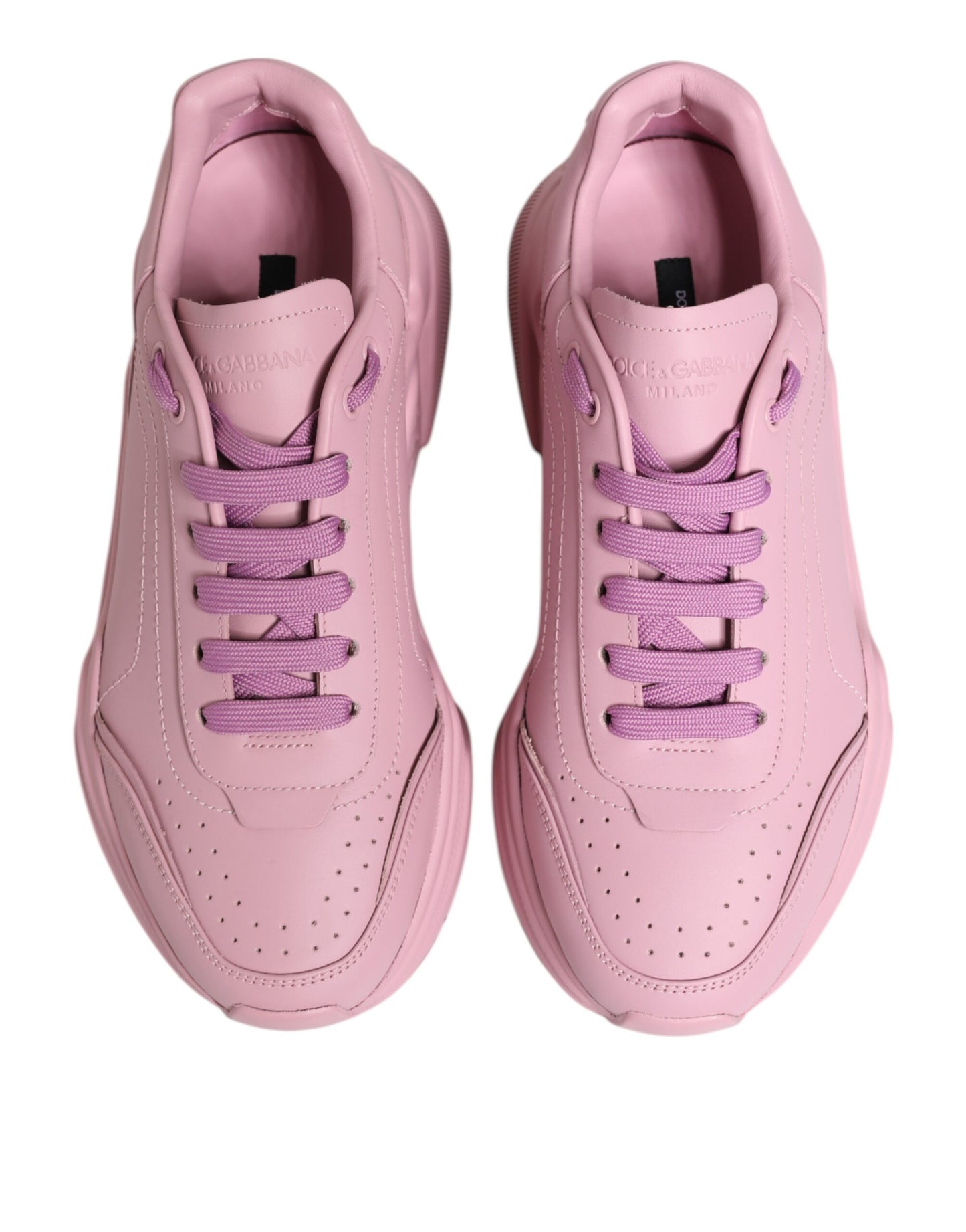 Dolce & Gabbana Pink Leather Daymaster Low Top Sneakers Shoes by Dolce & Gabbana