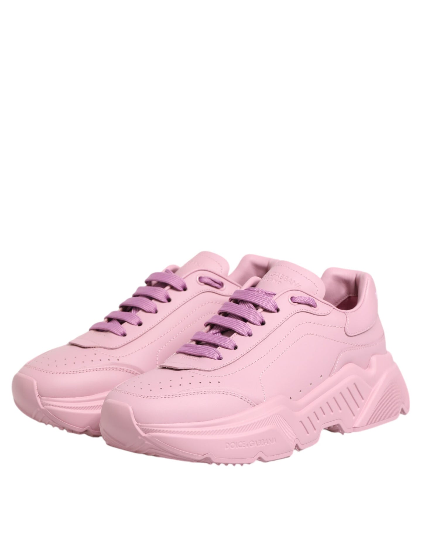 Dolce & Gabbana Pink Leather Daymaster Low Top Sneakers Shoes by Dolce & Gabbana
